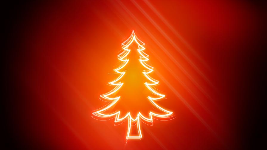 Lighty Christmas Tree On Red Background