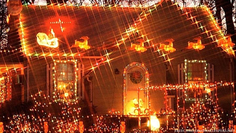 Xmas House With Lights