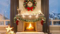 Warm Christmas Fireplace Scene